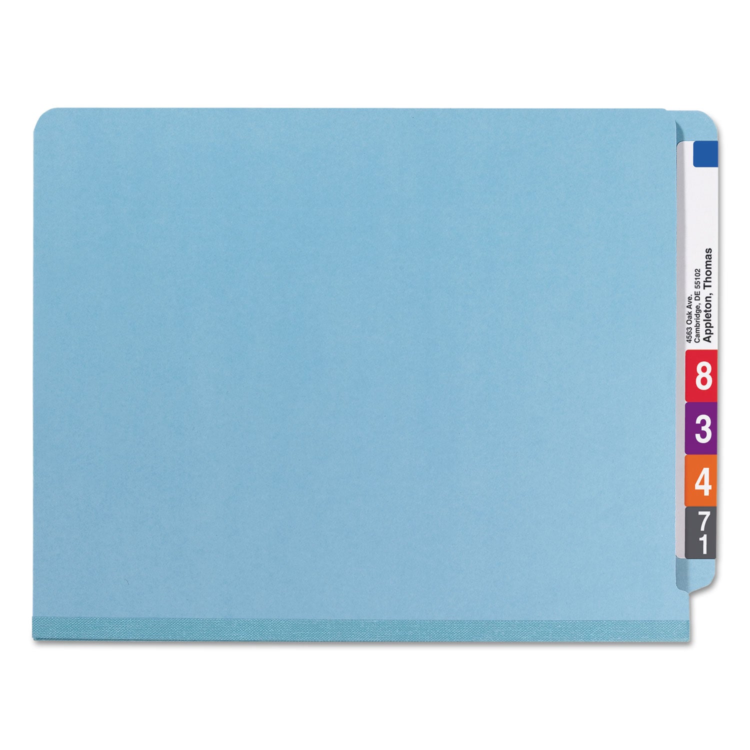 Smead Straight Tab Cut Letter Recycled Classification Folder - 8 1/2" x 11" - 2" Expansion - 2 x 2S Fastener(s) - 2" for Folder - End Tab Location - 2 Divider(s) - 25 pt. - Pressboard - Blue - 100% Recycled - 10 / Box