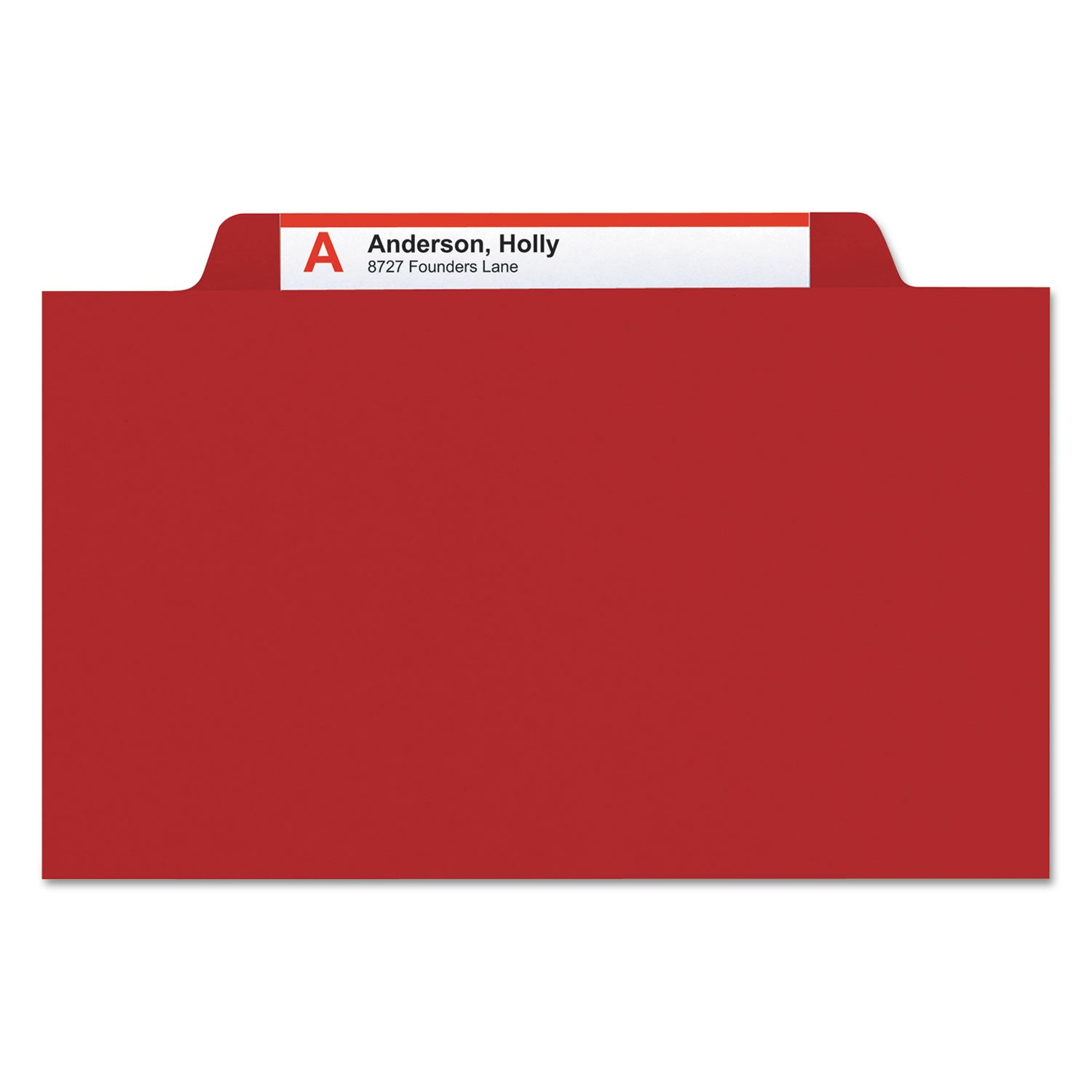 Smead Colored 2/5 Tab Cut Letter Recycled Classification Folder, 8.5" x 11", 2" Expansion, 2 Fasteners, 2 Dividers, Red, 10/Box