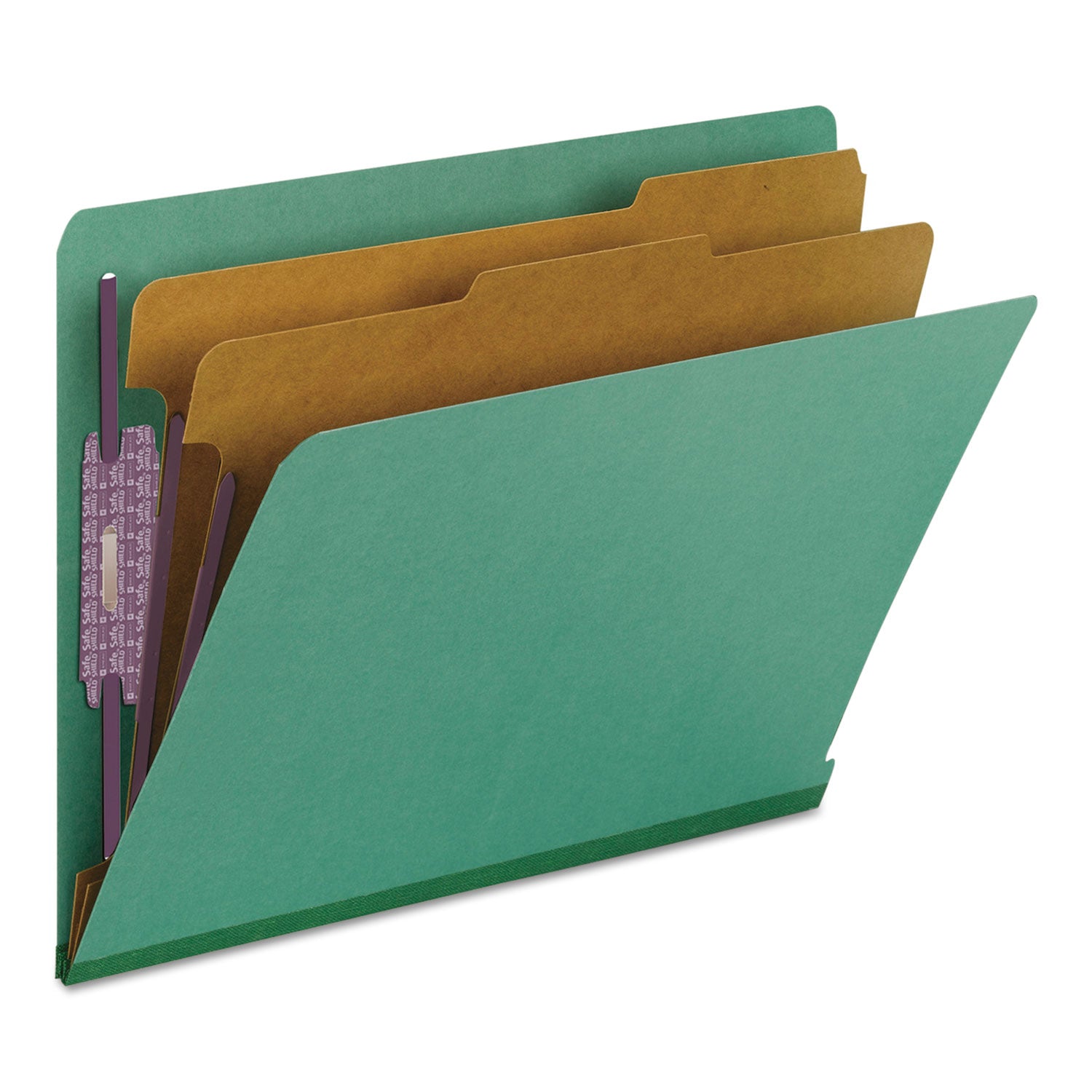 Smead Straight Tab Cut Letter Recycled Classification Folder - 8 1/2" x 11" - 2" Expansion - 2 x 2S Fastener(s) - 2" for Folder - End Tab Location - 2 Divider(s) - 25 pt. - Pressboard - Green - 100% Recycled - 10 / Box