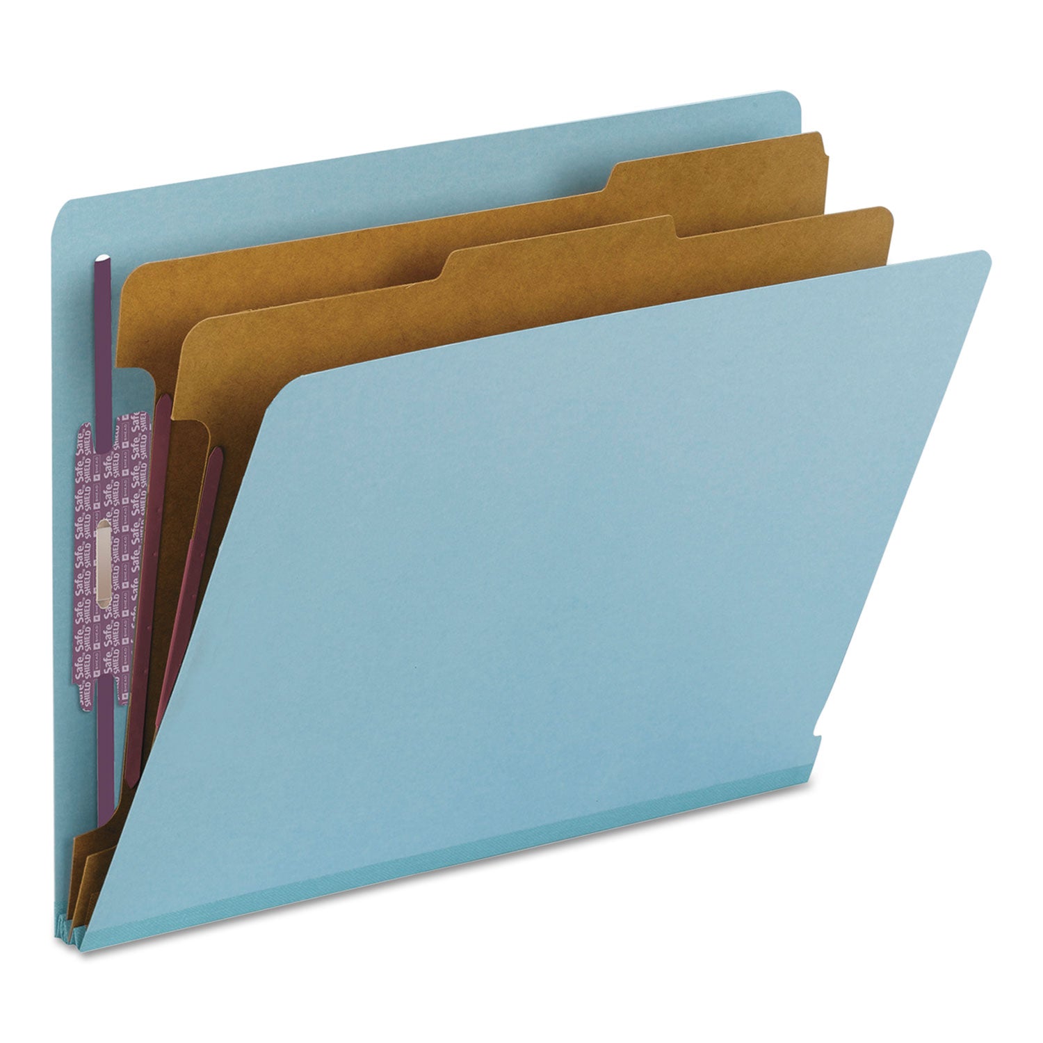 Smead Straight Tab Cut Letter Recycled Classification Folder - 8 1/2" x 11" - 2" Expansion - 2 x 2S Fastener(s) - 2" for Folder - End Tab Location - 2 Divider(s) - 25 pt. - Pressboard - Blue - 100% Recycled - 10 / Box