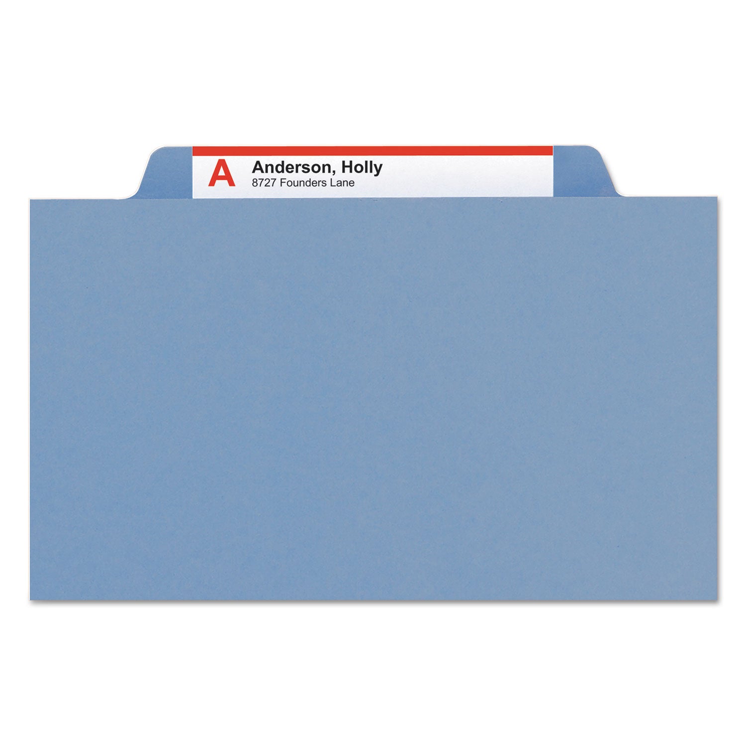 Smead Colored 2/5 Tab Cut Letter Recycled Classification Folder, 8.5" x 11", 2" Expansion, 2 Fasteners, 2 Dividers, Blue, Reinforced Tab, 10% Recycled, 10/Box