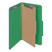 Smead SafeSHIELD 2/5 Tab Cut Legal Recycled Classification Folder, 8.5" x 14", 2" Expansion, 2 Fasteners, 1 Divider, Green, 25 pt. Pressboard, 100% Recycled, 10/Box