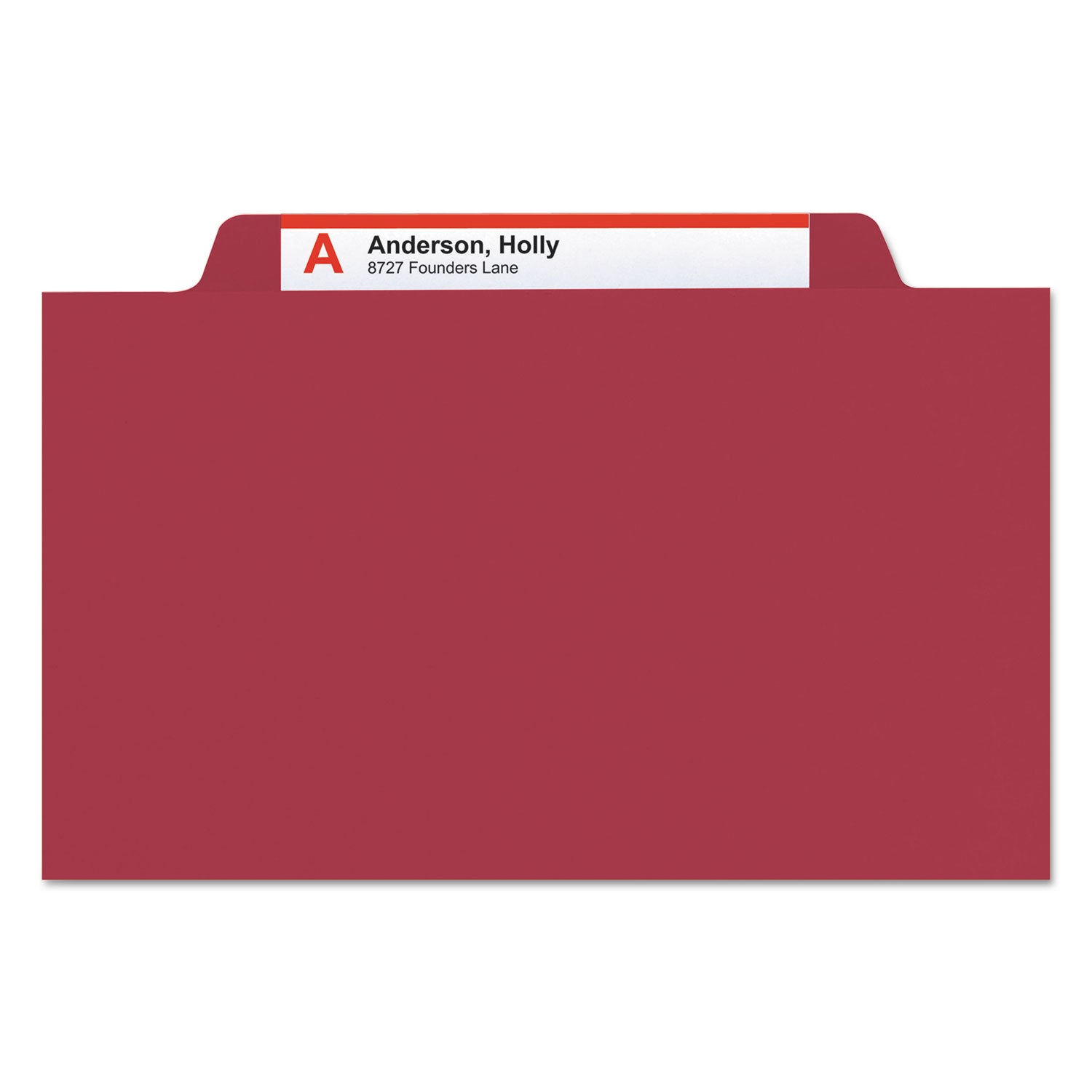 Smead Colored 2/5 Tab Cut Letter Recycled Classification Folder - 8 1/2" x 11" - 2" Expansion - 2 x 2B Fastener(s) - 2" for Folder - Top Tab Location - Right of Center Tab Position - 1 Divider(s) - 14 pt. - 2 Plys - Red - 10% Recycled - 10 / Box