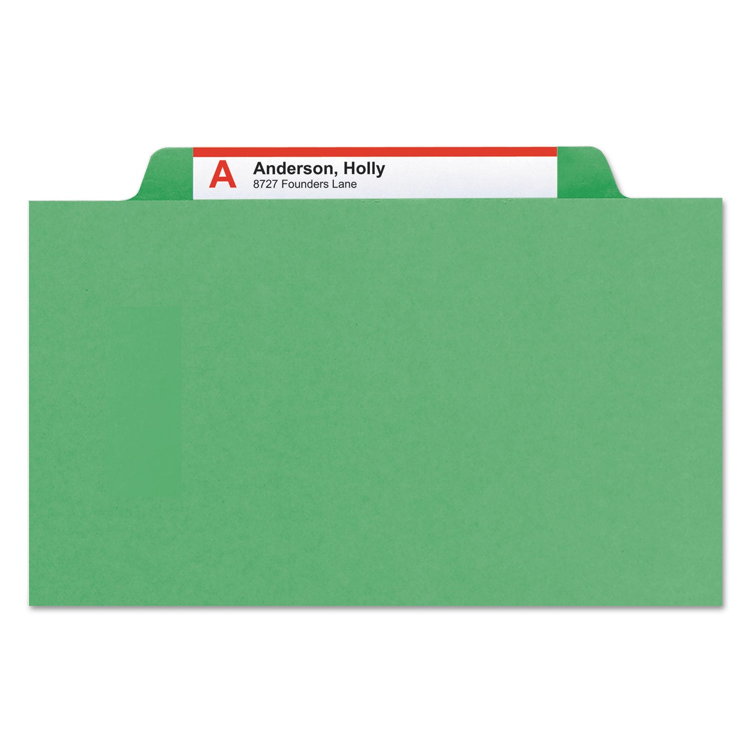 Smead Colored 2/5 Tab Cut Letter Recycled Classification Folders, 8.5" x 11", 2" Expansion, 2 Fasteners, 2 Dividers, Green, 10/Box