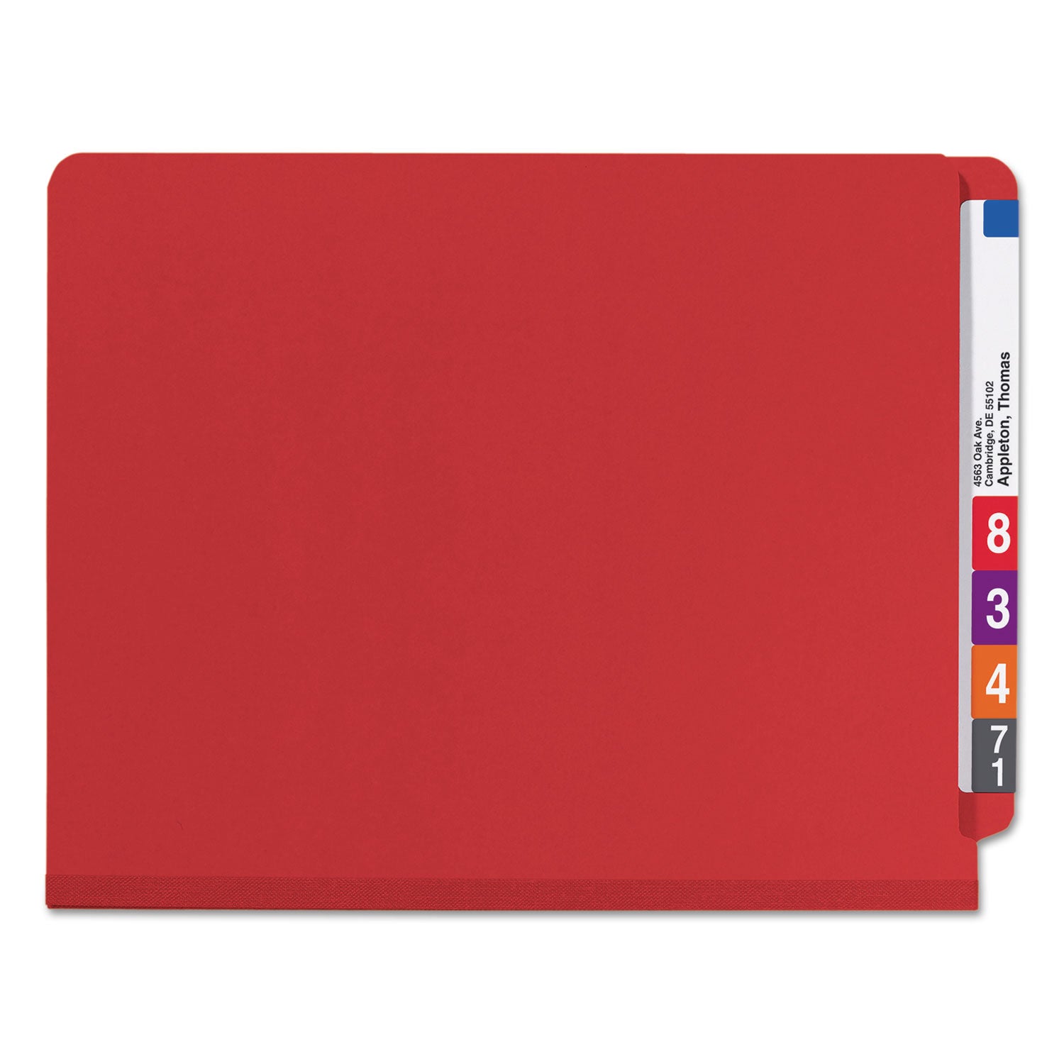 Smead Straight Tab Cut Letter Recycled Classification Folder - 8 1/2" x 11" - 2" Expansion - 2 x 2S Fastener(s) - 2" for Folder - End Tab Location - 2 Divider(s) - 25 pt. - Pressboard - Bright Red - 100% Recycled - 10 / Box