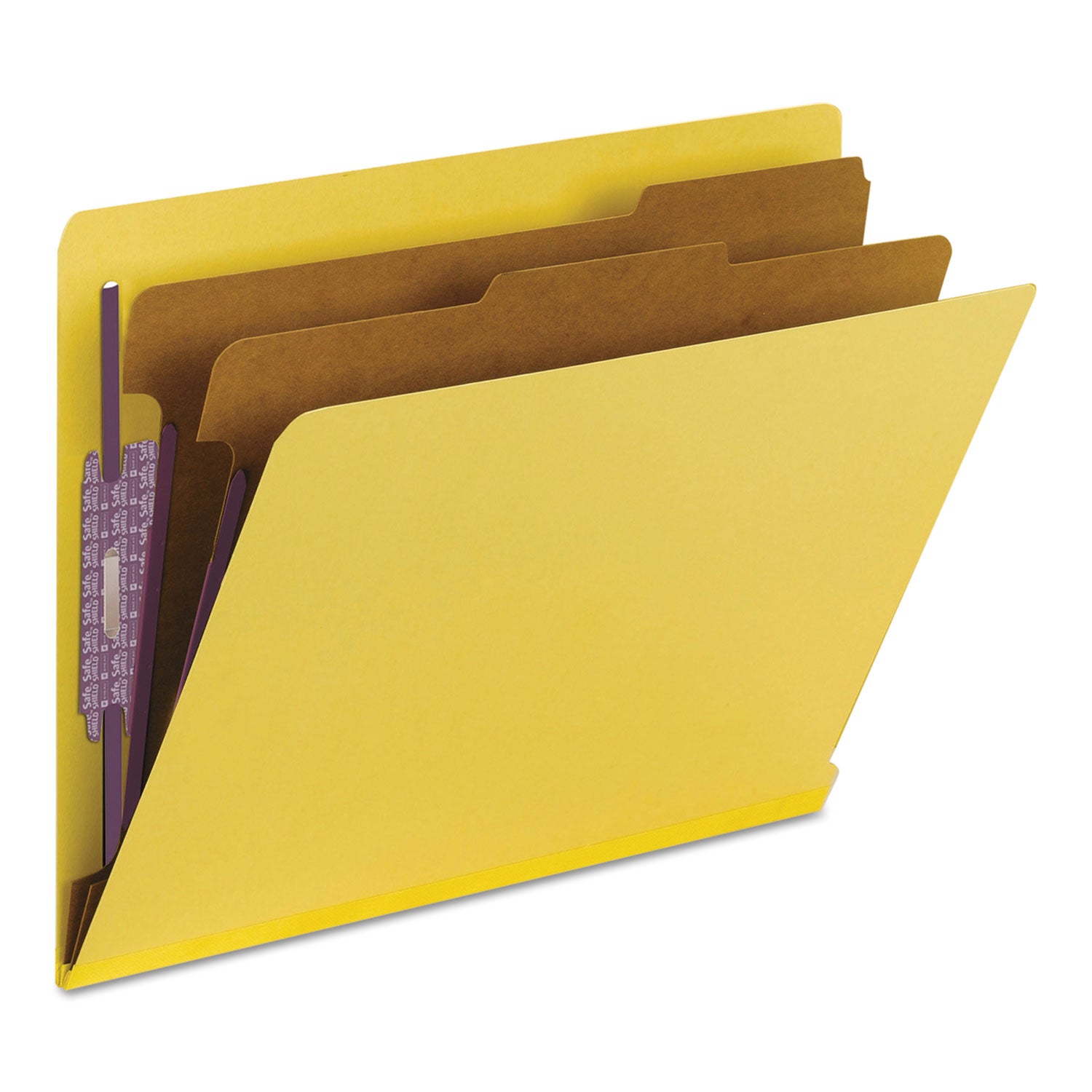 Smead Straight Tab Cut Letter Recycled Classification Folder - 8 1/2" x 11" - 2" Expansion - 2 x 2S Fastener(s) - 2" for Folder - End Tab Location - 2 Divider(s) - 23 pt. - Pressboard - Yellow - 100% Recycled - 10 / Box