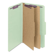 Smead SafeSHIELD 2/5 Tab Cut Legal Recycled Classification Folder, 8.5" x 14", 2" Expansion, 2 Fasteners, 2 Dividers, Pressboard, Gray/Green, Heavy Duty, Tear Resistant, 100% Recycled, 10/Box