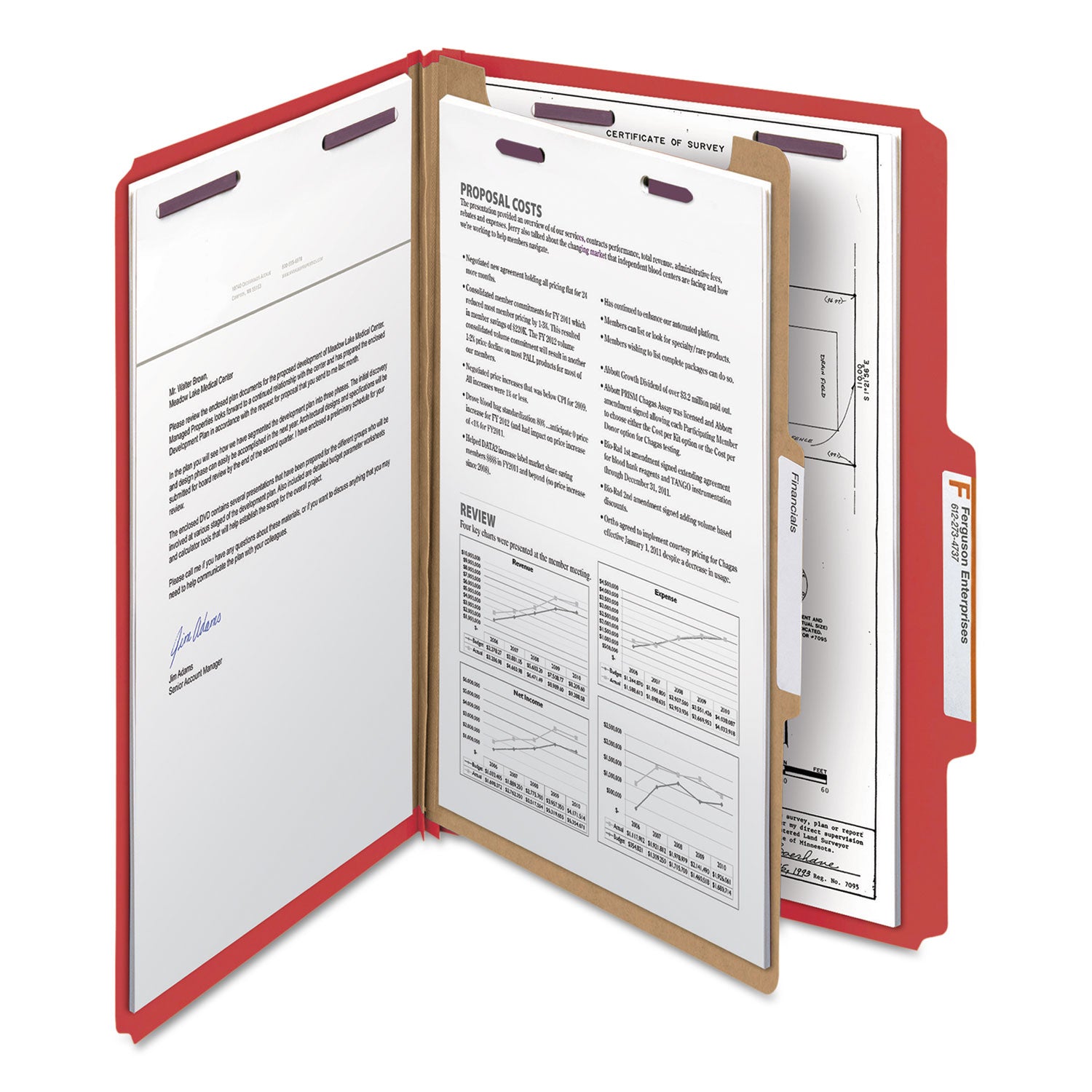 Smead SafeSHIELD 2/5 Tab Cut Legal Recycled Classification Folder, Bright Red, 2" Expansion, 1 Divider, 2 Fasteners, Heavy Duty, Tear Resistant, 100% Recycled, 10/Box
