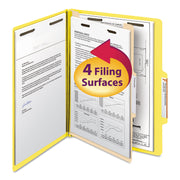 Smead Colored 2/5 Tab Cut Letter Recycled Classification Folder, Yellow, 8.5" x 11", 2" Expansion, 2 Fasteners, 1 Divider, Reinforced Tab, 10% Recycled, 10/Box
