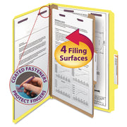Smead SafeSHIELD 2/5 Tab Cut Legal Recycled Classification Folder, 8.5" x 14", 2" Expansion, 2 Fasteners, 1 Divider, 25 pt. Pressboard, Yellow, 100% Recycled, 10/Box