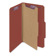 Smead SafeSHIELD 2/5 Tab Cut Legal Recycled Classification Folder, 8 1/2" x 14", 2" Expansion, 1 Divider, Red, Heavy Duty, Tear Resistant, 100% Recycled, 10/Box