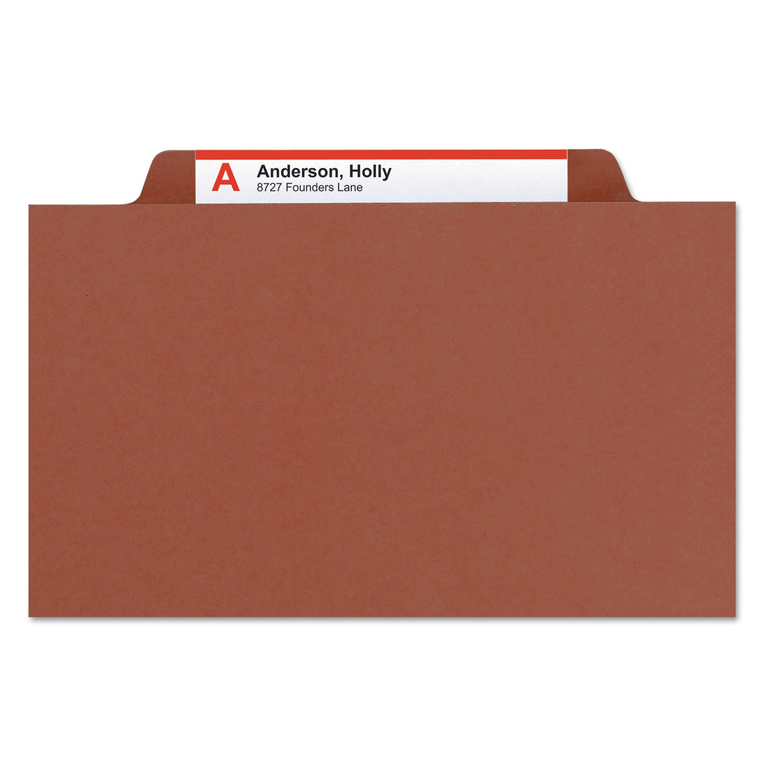 Smead SafeSHIELD Legal Size 2/5 Tab Cut Red Pressboard Classification Folders, 3 Dividers, 3" Expansion, 2 Fasteners, 100% Recycled, 10/Box