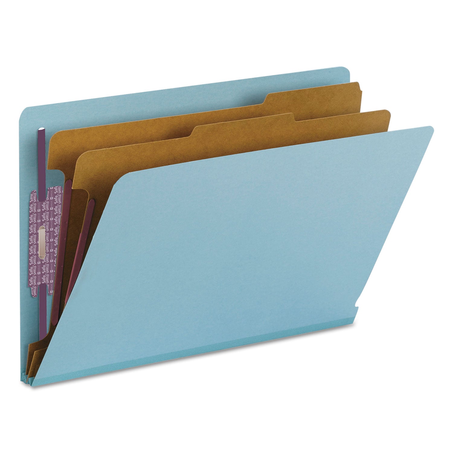 Smead Legal Recycled Classification Folder - 8 1/2" x 14" - 2" Expansion - 2 x 2S Fastener(s) - 2" for Folder - End Tab Location - 2 Divider(s) - 25 pt. - Pressboard - Blue - 100% Recycled - 10 / Box