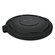 BRUTE Self-Draining Flat Top Lids for 55 gal Round BRUTE Containers, 27.64" Diameter, Black, 3/Carton