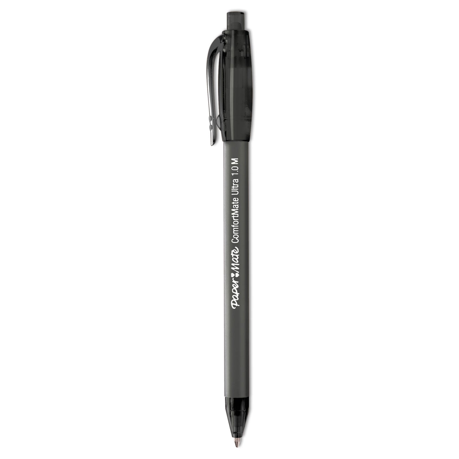 Paper Mate Comfort Mate Retractable Pens - Fine Pen Point - Retractable - Black Ink - Rubber Barrel - 1 Dozen
