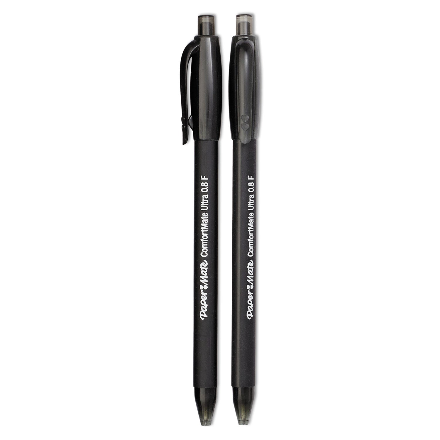 Paper Mate Comfort Mate Retractable Pens - Fine Pen Point - Retractable - Black Ink - Rubber Barrel - 1 Dozen