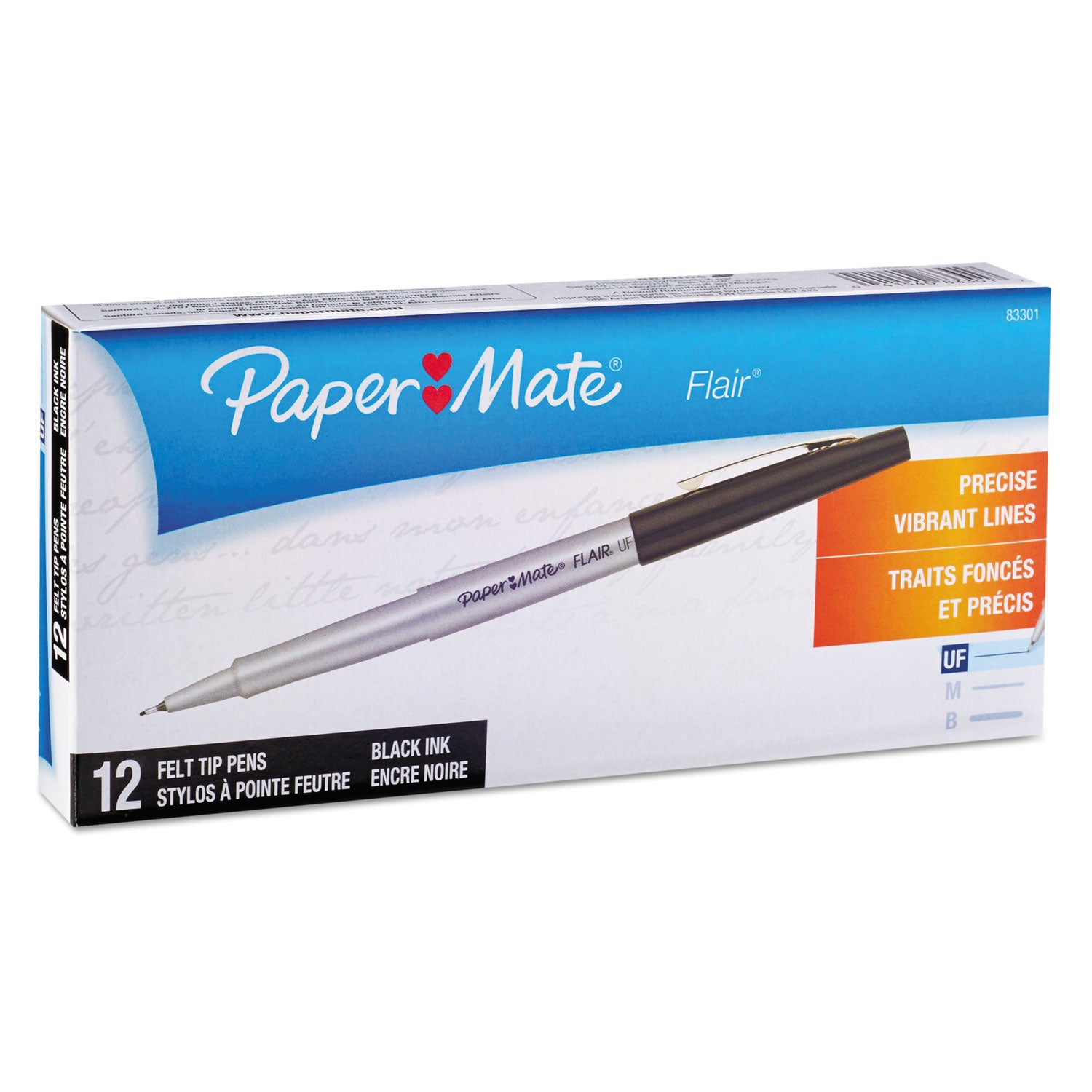 Paper Mate Flair Ultra Fine Pens - Ultra Fine Pen Point - Black Ink - Water Based - 1 Dozen