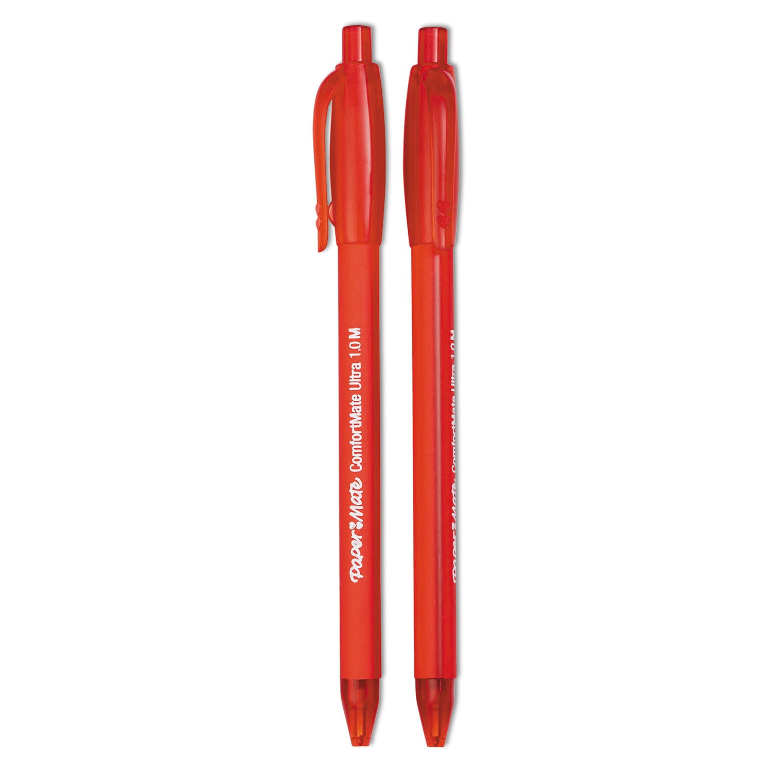Paper Mate Comfort Mate Retractable Pens - Medium Pen Point - Retractable - Red Ink - Rubber Barrel - 1 Dozen