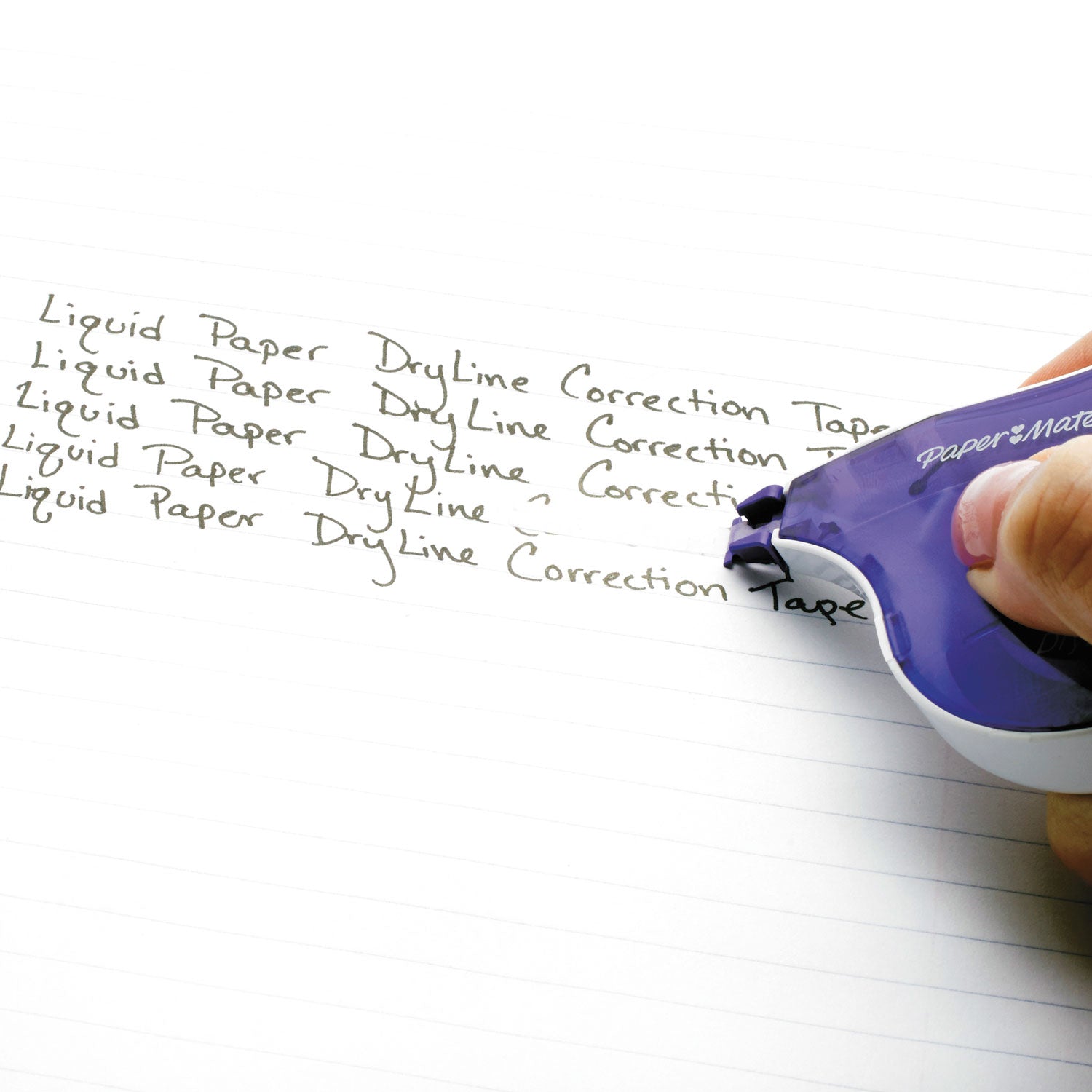 Paper Mate Liquid Paper DryLine Correction Tape - 0.20" Tape Width x 39.33 ft Tape Length - White Tape - Blue Dispenser - Break Resistant, Non-refillable, Tear Resistant - Blue - 10 / Pack