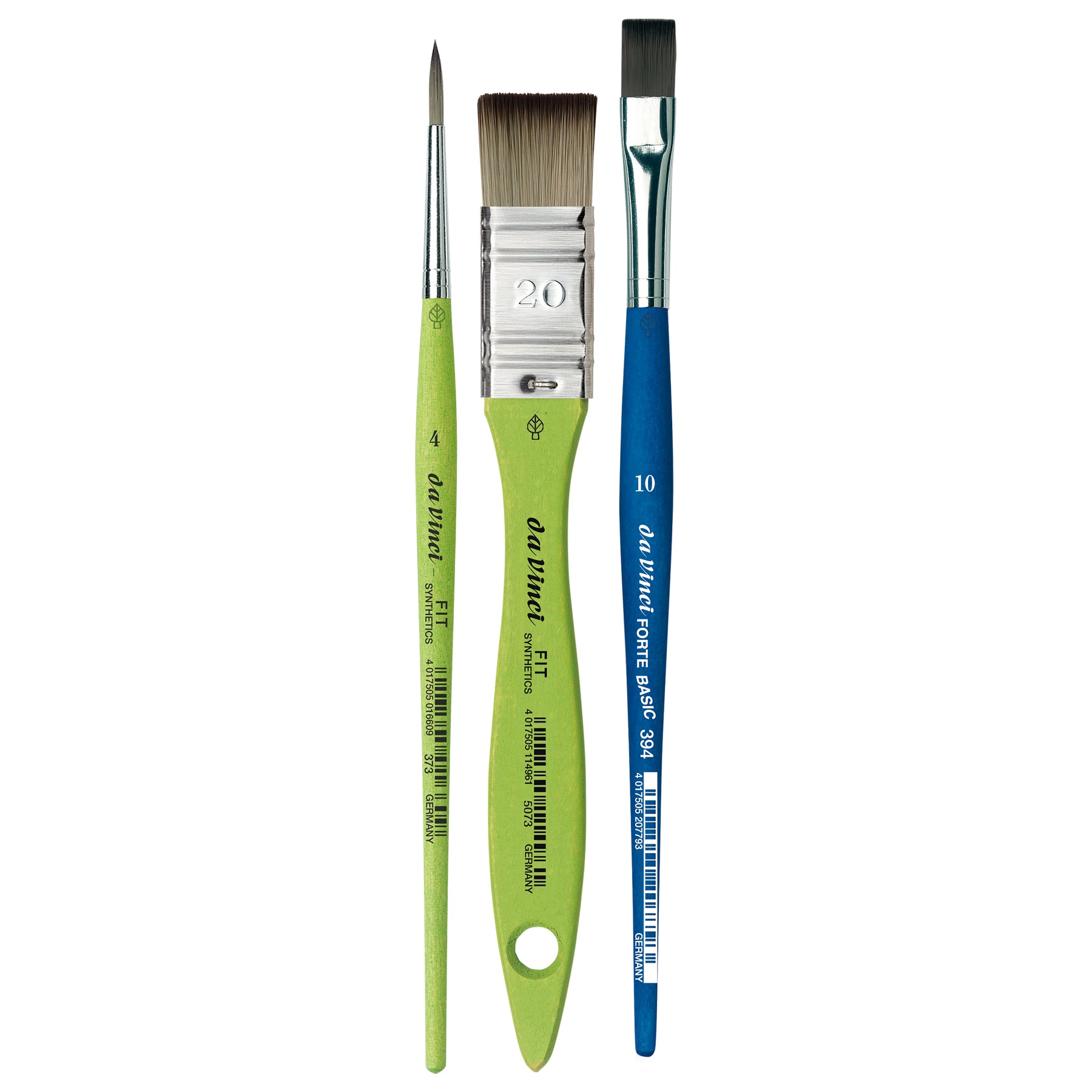 FIT Synthetics & FORTE Basic Hobby Brushes, Synthetic, Acrylic, Assorted, 3 Brush Set