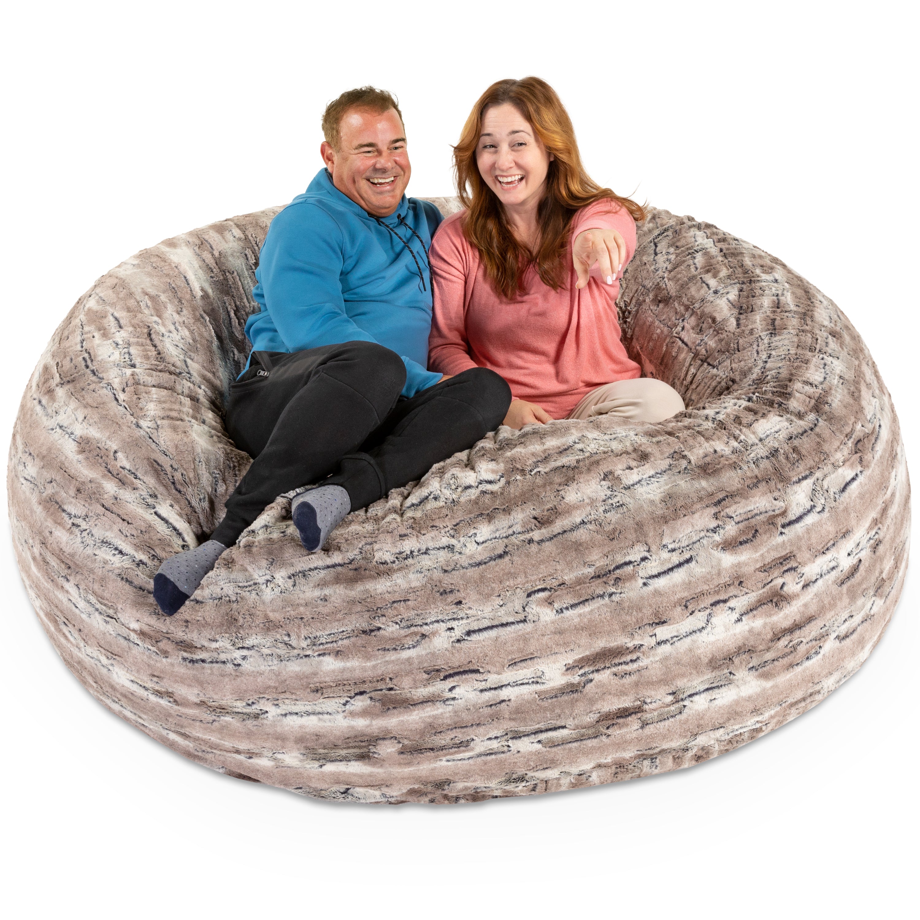 Jaxx Saxx 6 Foot Giant Bean Bag Chair - Luxe Faux Fur, Mountain Fox