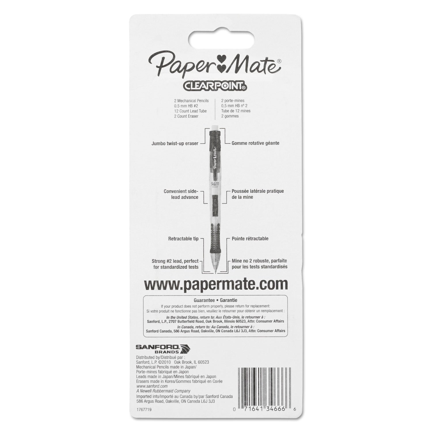 0.5 mm Black Lead - #2 - Refillable - Assorted Plastic Barrel - 2 / Pack