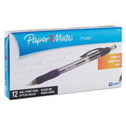 Paper Mate Retractable Profile Ballpoint Pens - 1.4 mm Bold Pen Point - Retractable - Black Ink - Gel-based - Translucent Black Barrel - 1 Dozen