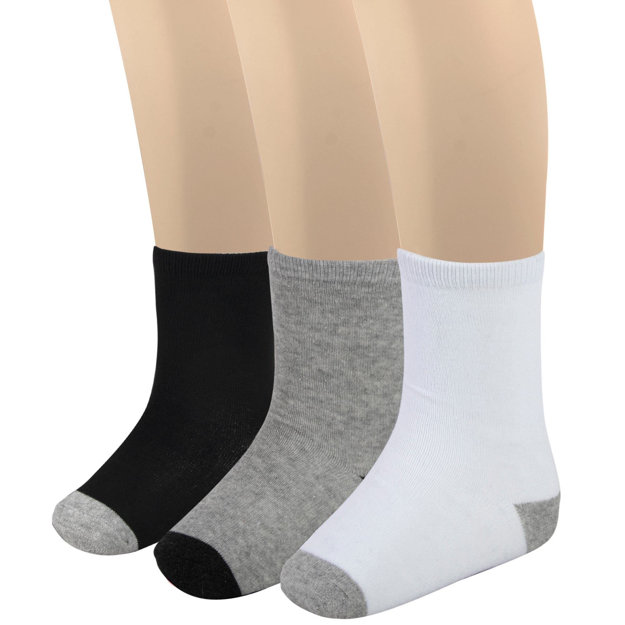 Children's Color Block Crew Socks - 3 Colors  - 100 pairs in the Pack
