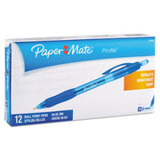 Paper Mate Retractable Profile Ballpoint Pens - 1.4 mm Bold Pen Point - Retractable - Blue Ink - Gel-based - Blue Barrel - 1 Dozen