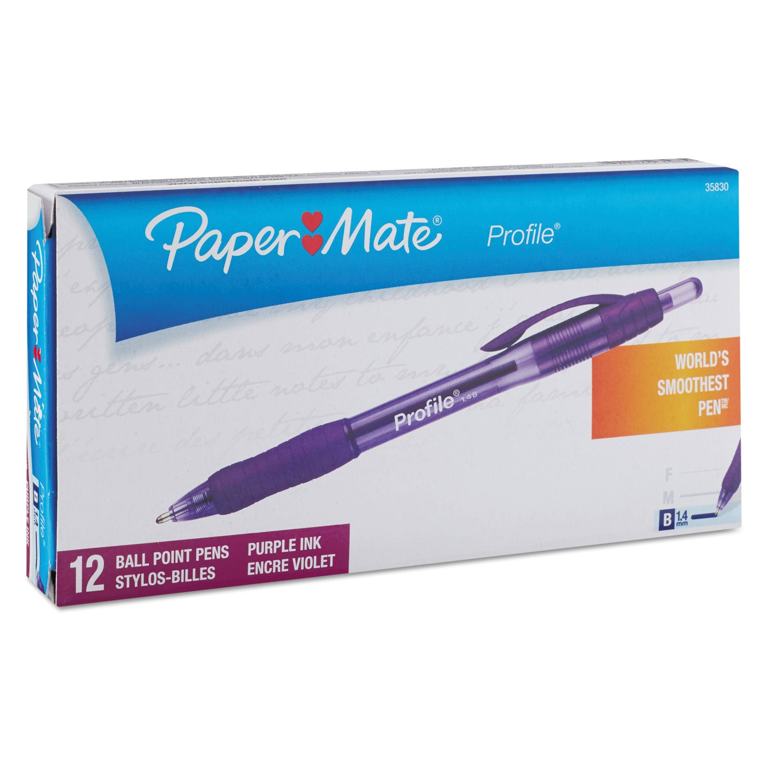Paper Mate Profile Retractable Ballpoint Pens - 1.4 mm Super Bold Bullet Pen Point - Retractable - Purple Ink - Gel-based - Purple Barrel - 1 Dozen