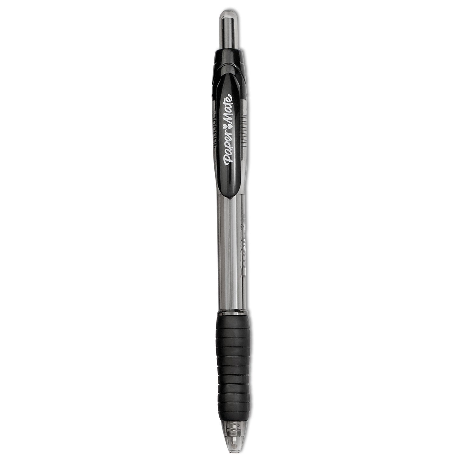 Paper Mate Retractable Profile Ballpoint Pens - 1.4 mm Bold Pen Point - Retractable - Black Ink - Gel-based - Translucent Black Barrel - 1 Dozen