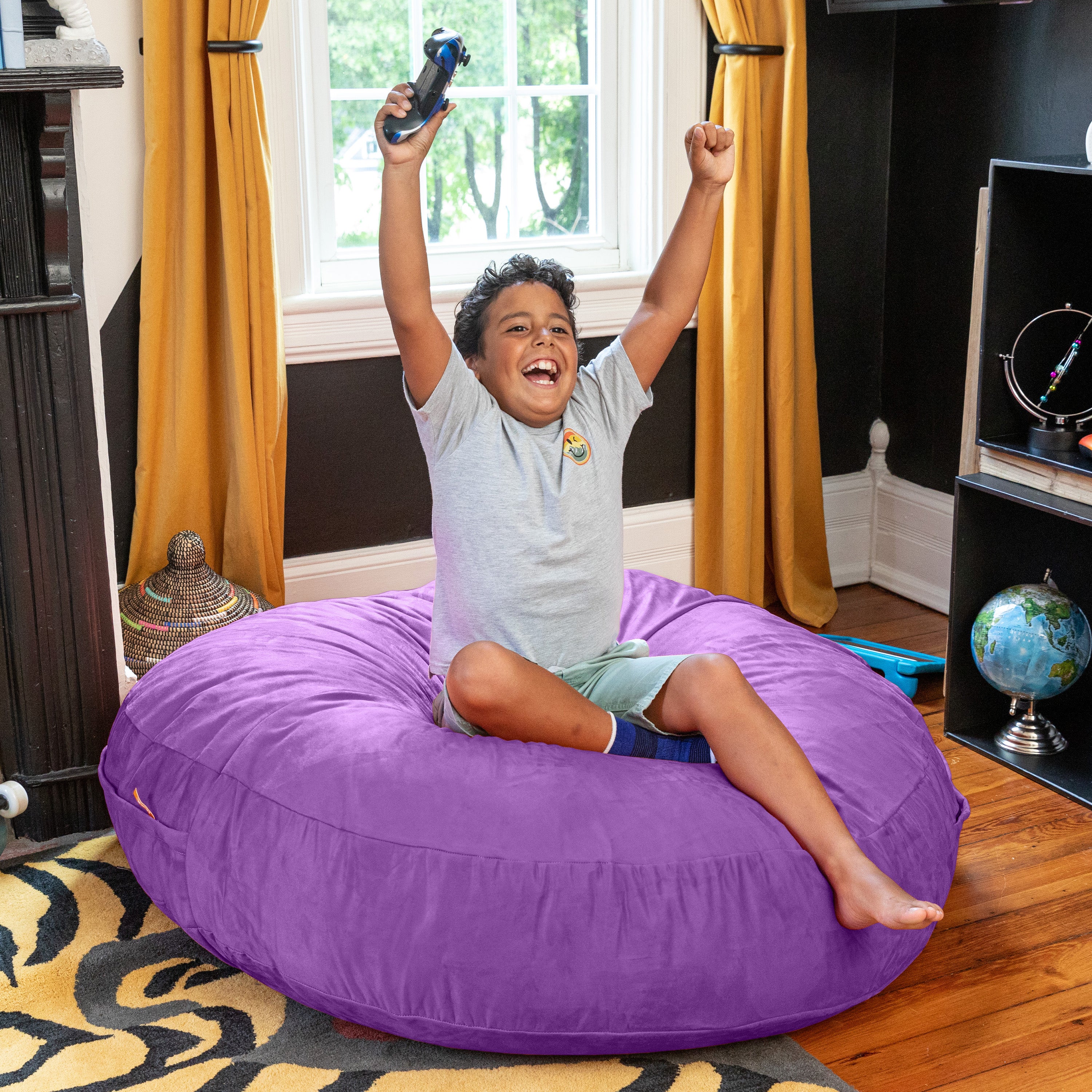 Jaxx Cocoon 4 Foot Bean Bag Chair and Crash Pad, Grape