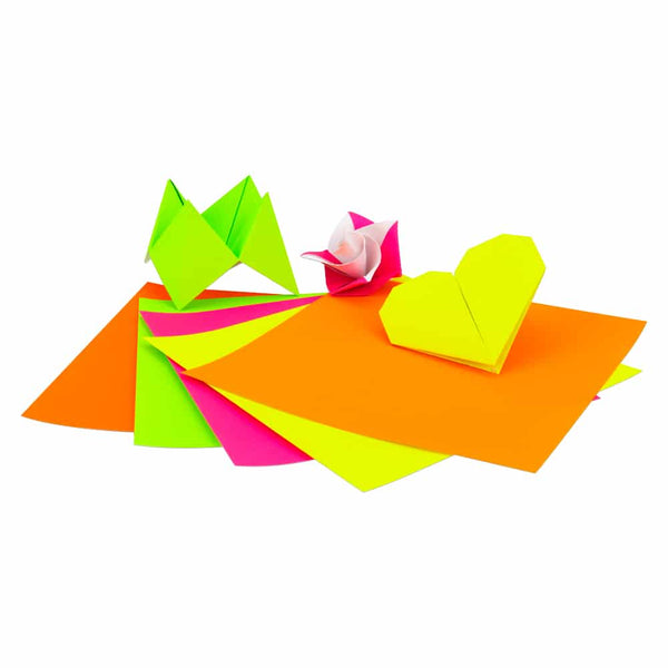 Squares - 6.75", 300 ct, 5 Asst'd Colors Fluorescent Origami single-sided