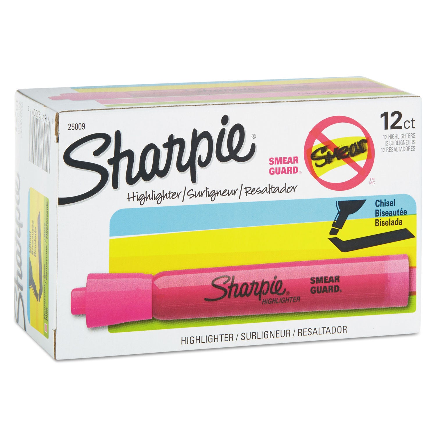 Sharpie Highlighter - Chisel Marker Point - Pink Ink - 1 Dozen