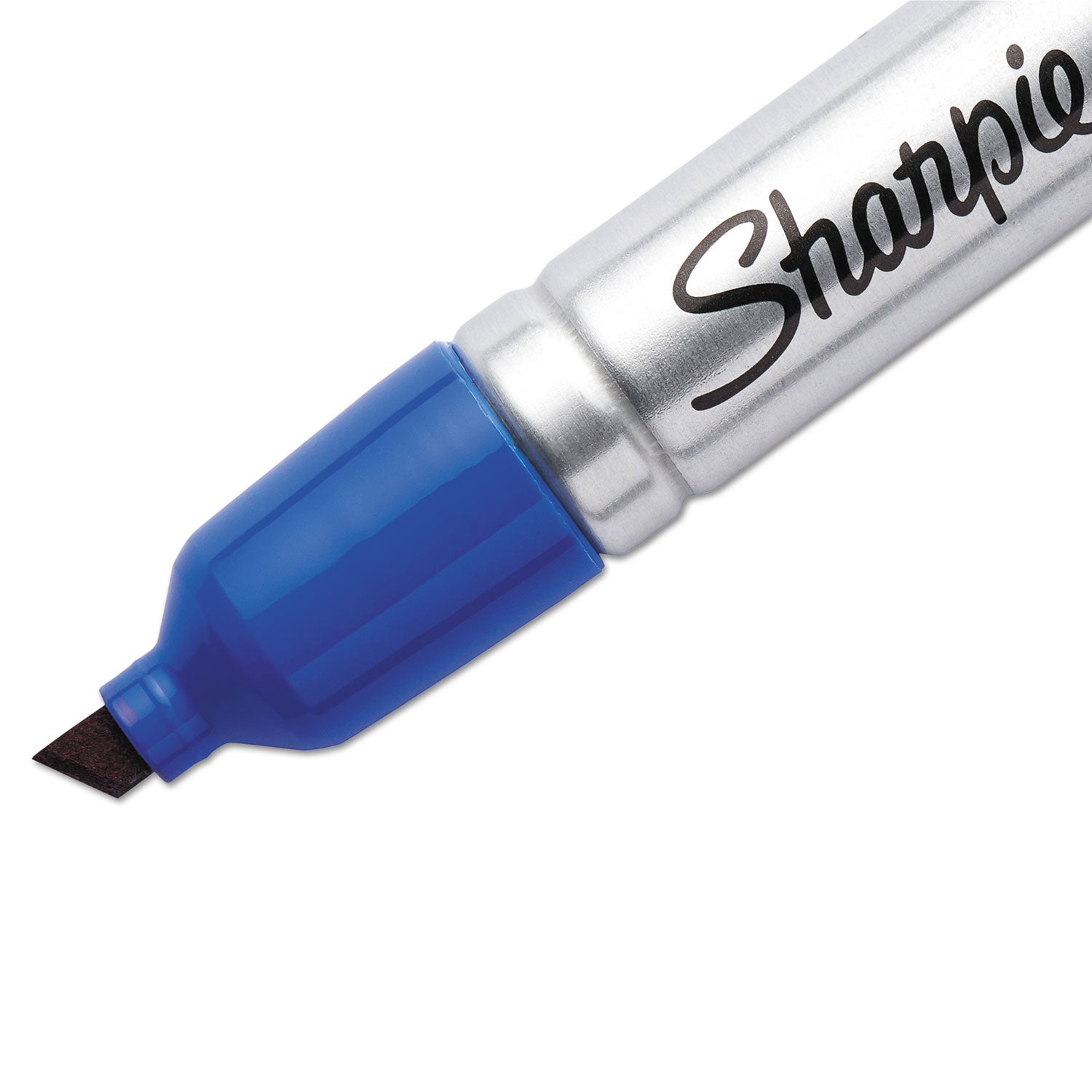Sharpie King-Size Permanent Markers - Chisel Marker Point - Blue Ink - Silver Plastic Barrel - 1 Dozen
