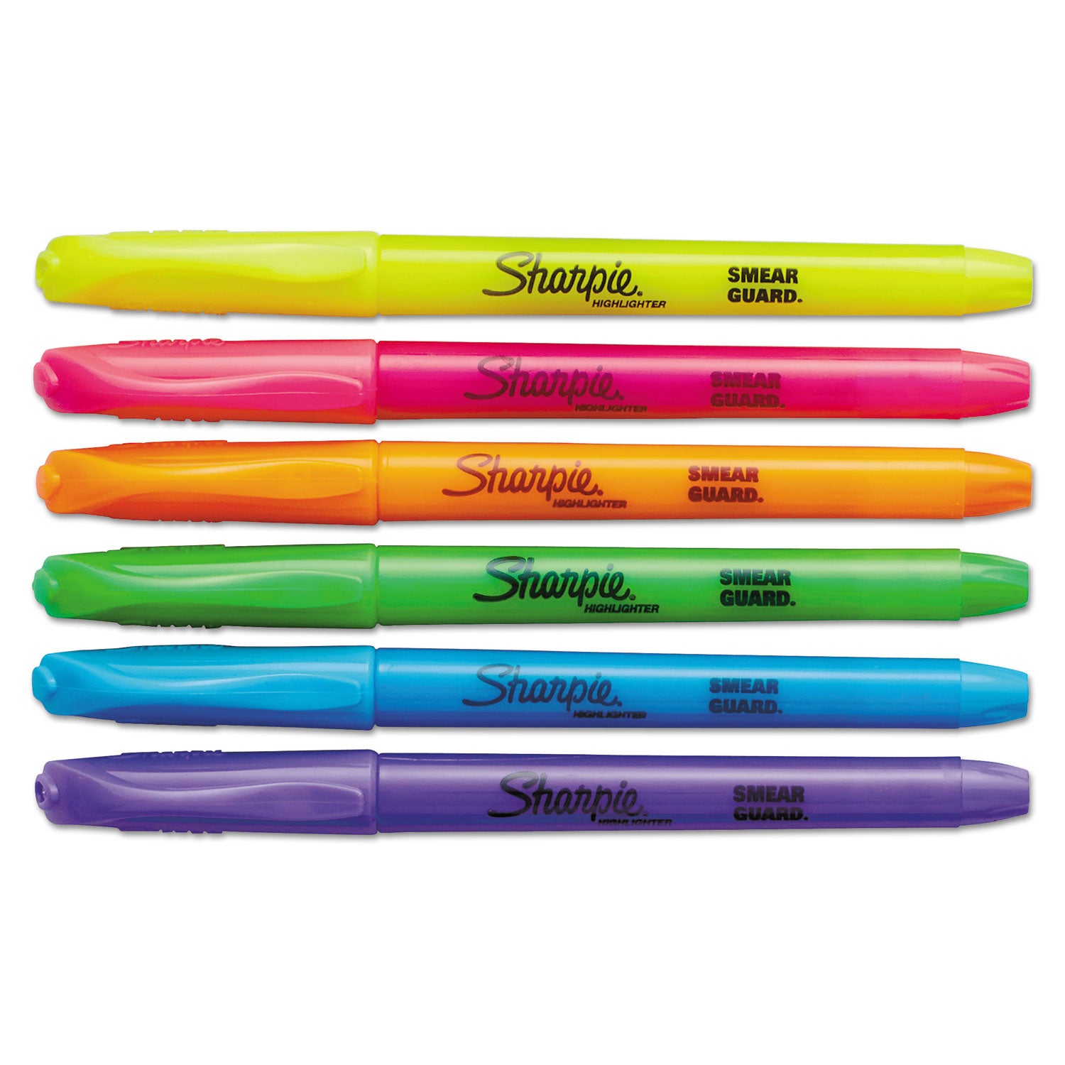 Chisel, Narrow Marker Point - Fluorescent Yellow, Fluorescent Green, Fluorescent Pink, Blue, Fluorescent Orange, Lavender Ink - 12 / Pack