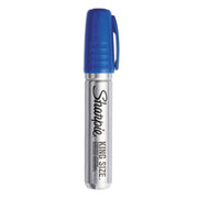Sharpie King-Size Permanent Markers - Chisel Marker Point - Blue Ink - Silver Plastic Barrel - 1 Dozen