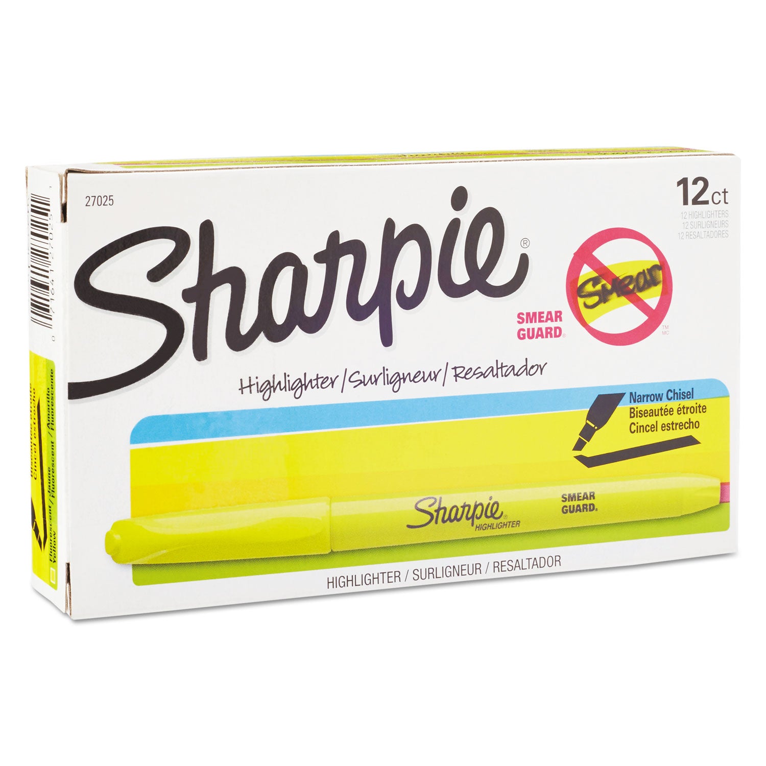 Sharpie Highlighter - Pocket - Chisel Marker Point - Fluorescent Yellow Ink - 1 Dozen