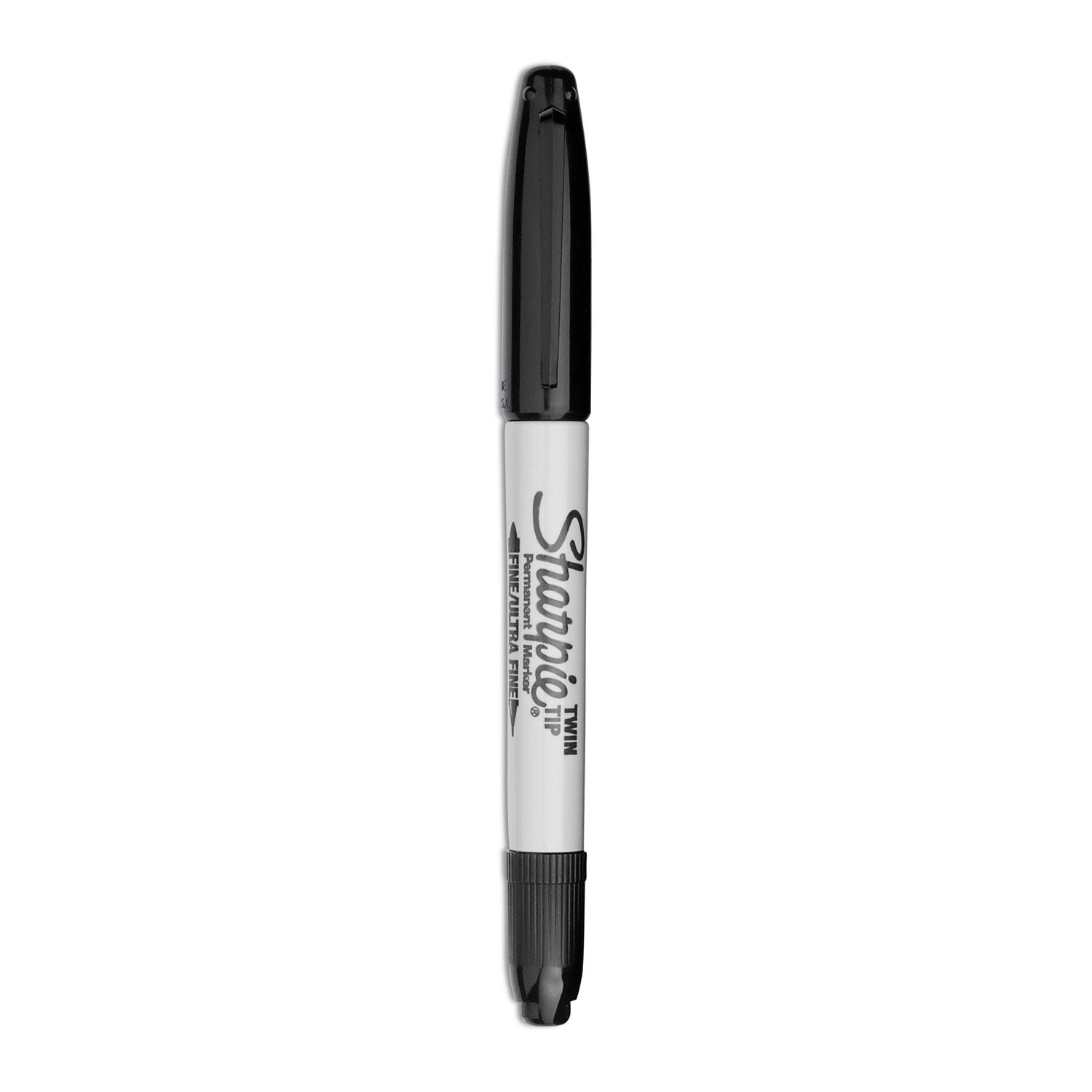 Sharpie Twin Tip Permanent Markers, Ultra Fine/Fine/Bold Points, Black Ink, 12/Box