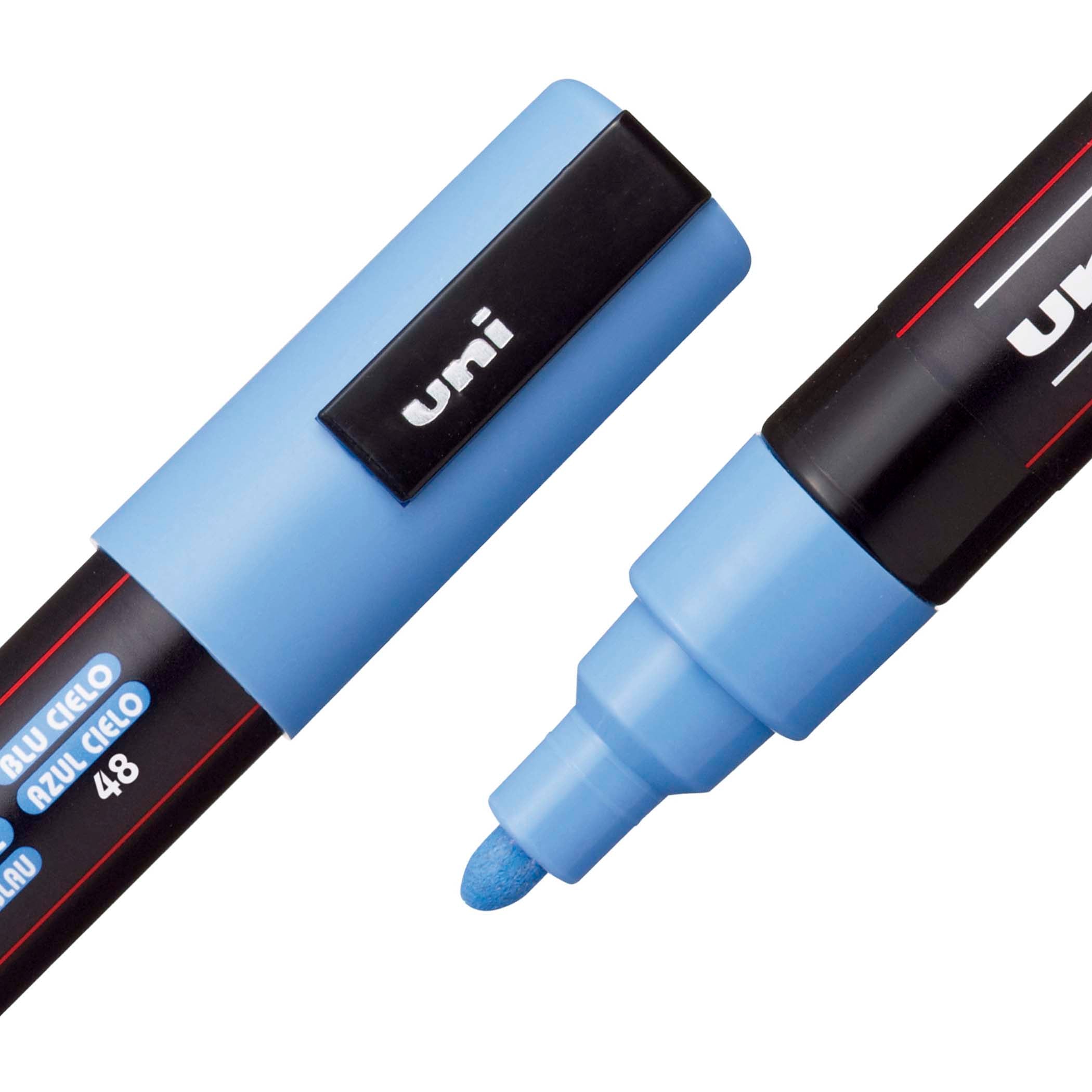 uni® POSCA PC-5M Water-Based Paint Markers, Reversible Medium Tip (1.8-2.5mm), Sky Blue