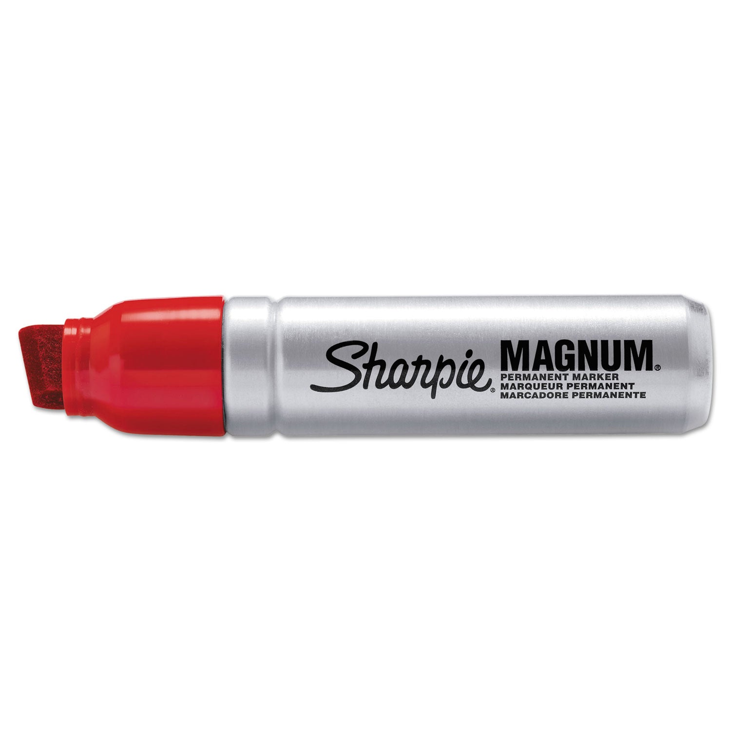 Sharpie Magnum Permanent Marker - 15.87 mm Jumbo Chisel Marker Point - Red Ink - Silver Plastic Barrel - Felt Tip - 1 Each
