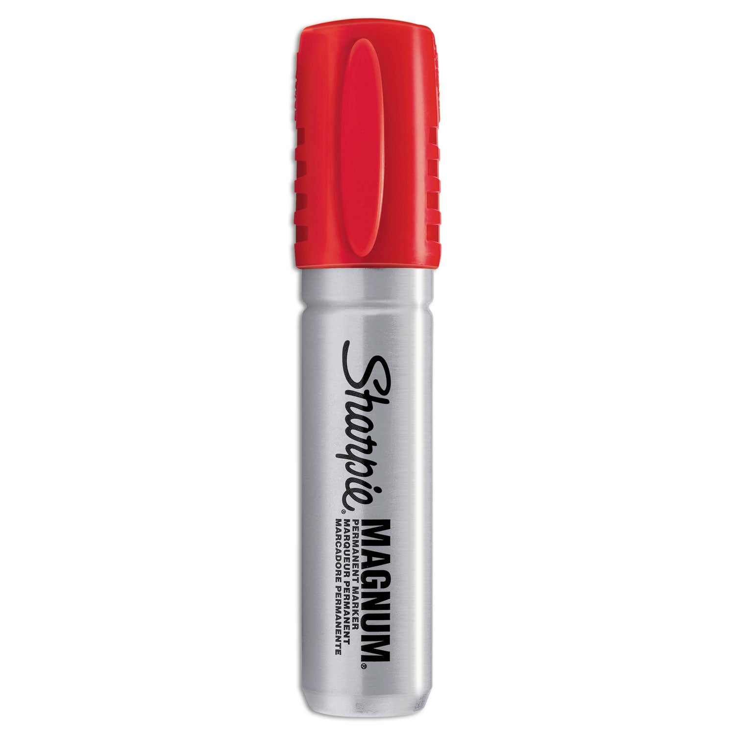 Sharpie Magnum Permanent Marker - 15.87 mm Jumbo Chisel Marker Point - Red Ink - Silver Plastic Barrel - Felt Tip - 1 Each