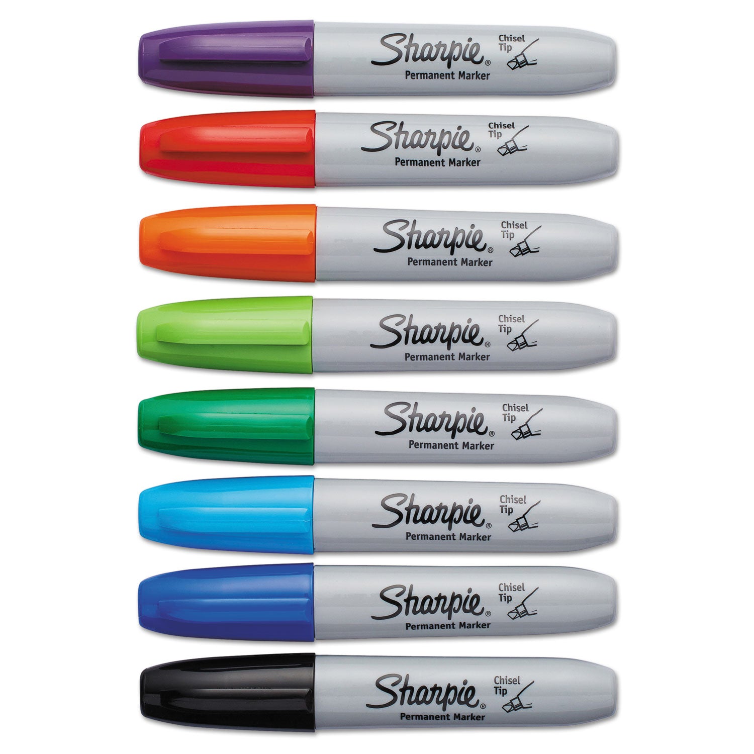 Sharpie Chisel Tip Permanent Markers - Thin Chisel, Thick Marker Point - Assorted Ink - Alcohol Based - 8 / Pack