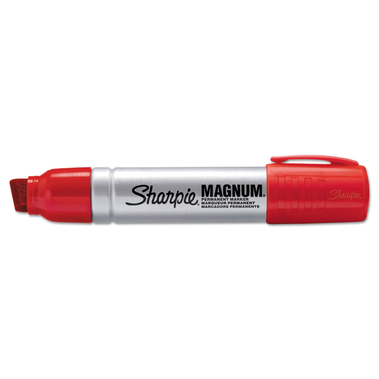 Sharpie Magnum Permanent Marker - 15.87 mm Jumbo Chisel Marker Point - Red Ink - Silver Plastic Barrel - Felt Tip - 1 Each