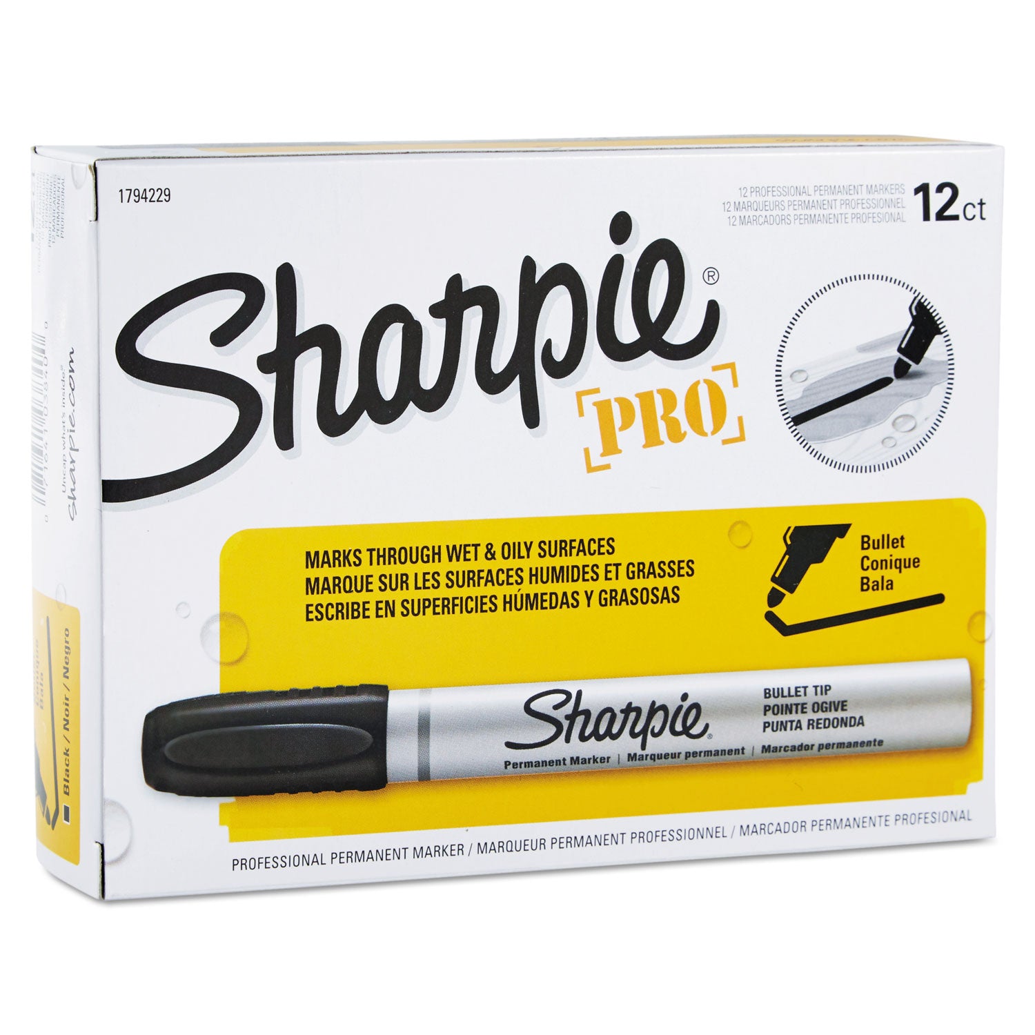 Sharpie Pro Permanent Marker - Bullet Marker Point - Black Ink - Metal Barrel - 1 Dozen
