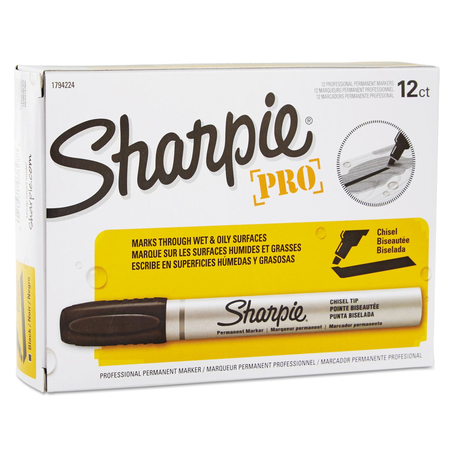 Chisel Marker Point - Black Ink - Metal Barrel - 1 Dozen