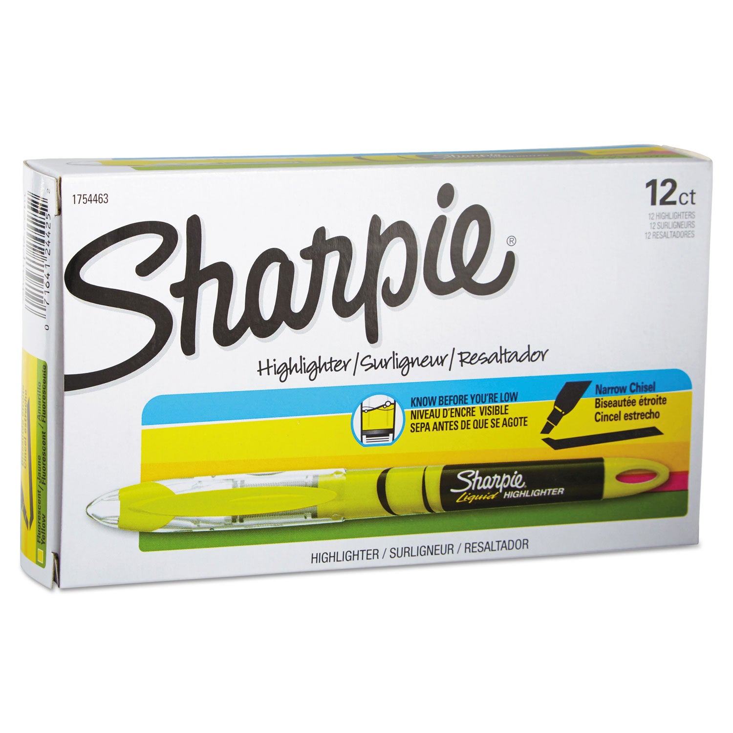 Sharpie Accent Highlighter - Liquid Pen - Micro Chisel Marker Point - Yellow Ink - Pigment-based - 1 Dozen