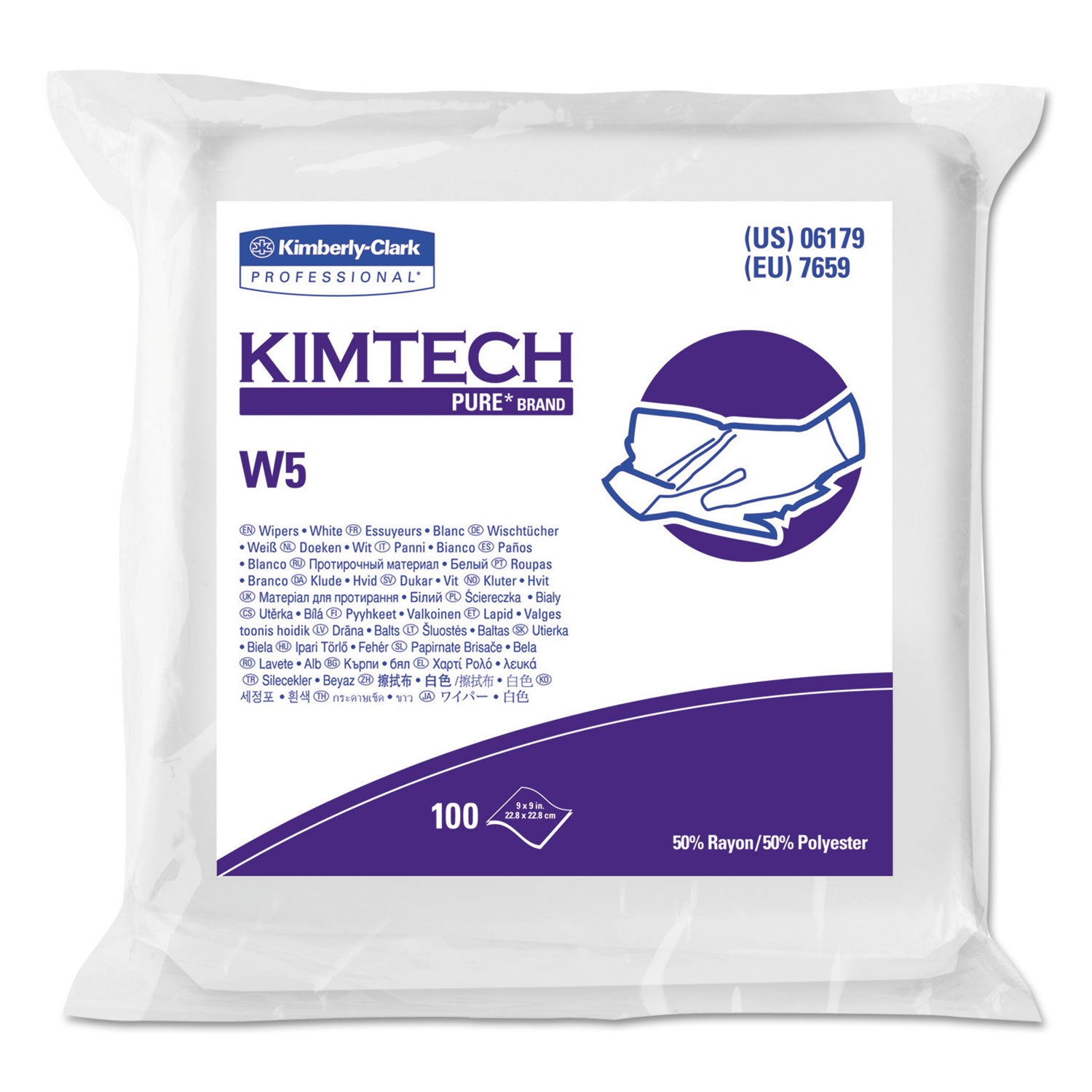 9" Width x 9" Length - White - Rayon/Polyester - 100 Sheets - 5 / Carton