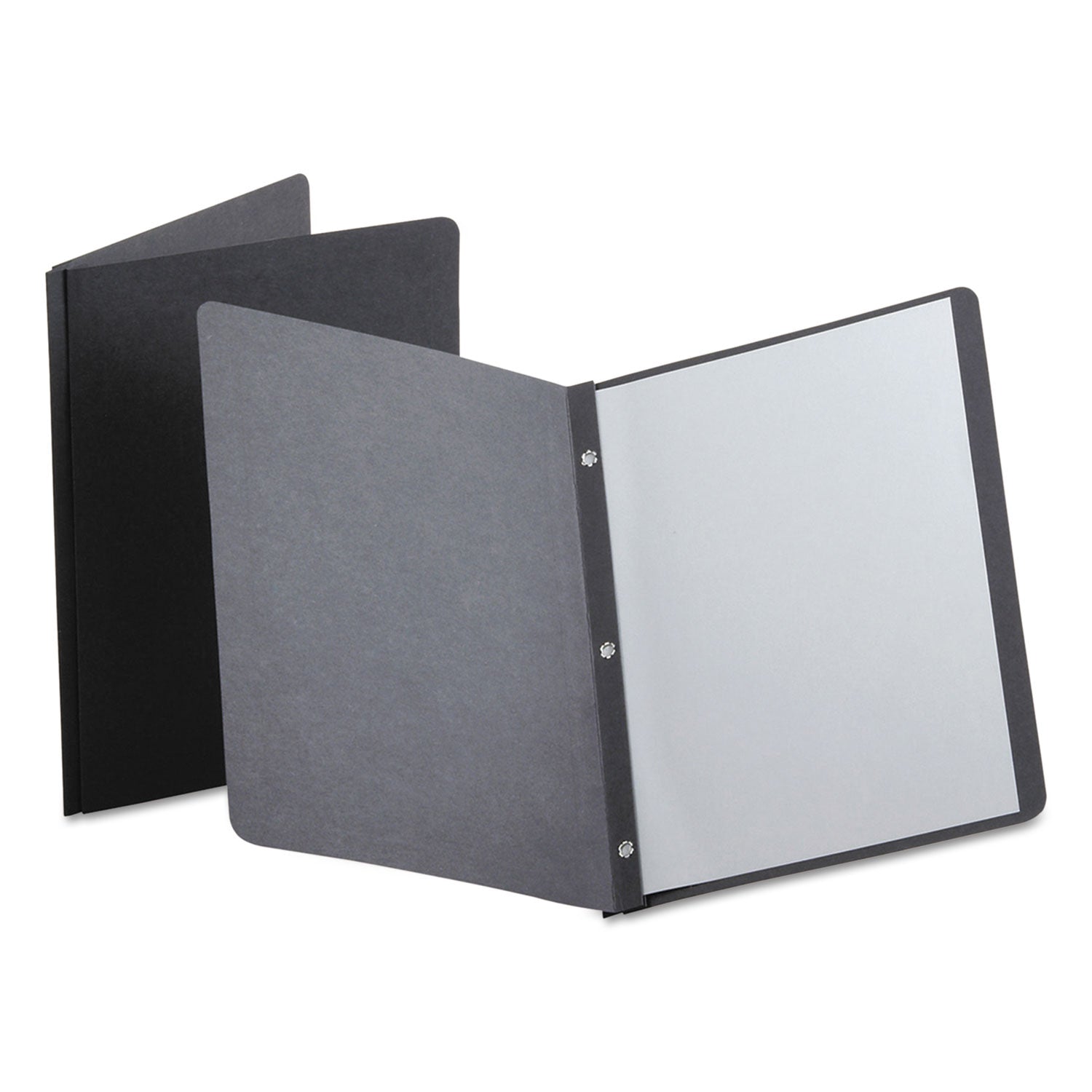 Title Panel And Border Front Report Cover, Three-Prong Fastener, 0.5" Capacity, 8.5 X 11, Black/black, 25/box