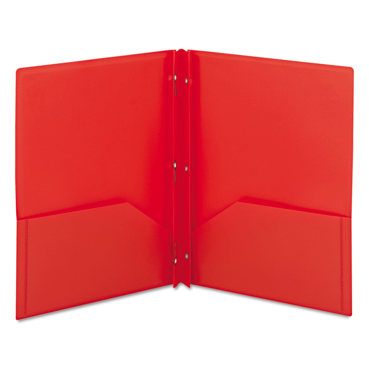 Smead Letter Pocket Folder - 8 1/2" x 11" - 80 Sheets Capacity - Double Tang Fastener(s) - 2 Pocket(s) - Polypropylene - Red - 25/Box - 25 / Box